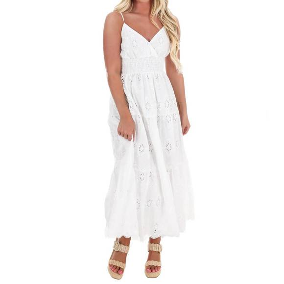 NEW FLYING TOMATO just let it be eyelet midi dress in off white - Picture 6 of 6